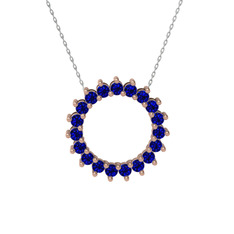 Gün Işığı Kolye - Lab safir 18 ayar rose altın kolye (40 cm beyaz altın rolo zincir) #sb6dla
