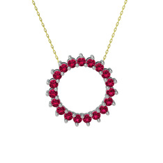 Gün Işığı Kolye - Rodolit garnet 8 ayar beyaz altın kolye (40 cm altın rolo zincir) #su9eek