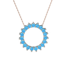 Gün Işığı Kolye - Akuamarin 8 ayar beyaz altın kolye (40 cm rose altın rolo zincir) #t0q9pn