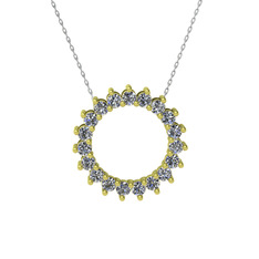 Gün Işığı Kolye - Pırlanta 18 ayar altın kolye (0.285 karat, 40 cm beyaz altın rolo zincir) #thozbx