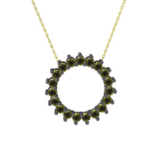 Gün Işığı Kolye - Peridot 925 ayar siyah rodyum kaplama gümüş kolye (40 cm altın rolo zincir) #u0qhwe
