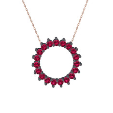 Rodolit garnet 925 ayar siyah rodyum kaplama gümüş kolye (40 cm gümüş rolo zincir)