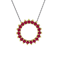 Rodolit garnet 925 ayar altın kaplama gümüş kolye (40 cm gümüş rolo zincir)