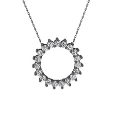 Gün Işığı Kolye - Swarovski 925 ayar siyah rodyum kaplama gümüş kolye (40 cm gümüş rolo zincir) #vse1n1