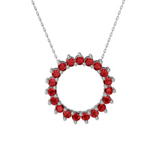 Garnet 14 ayar beyaz altın kolye (40 cm gümüş rolo zincir)