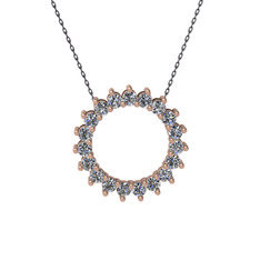 Gün Işığı Kolye - Pırlanta 18 ayar rose altın kolye (0.285 karat, 40 cm gümüş rolo zincir) #wivkuw