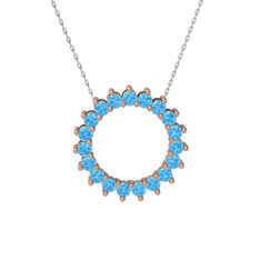 Gün Işığı Kolye - Akuamarin 8 ayar rose altın kolye (40 cm beyaz altın rolo zincir) #x91a9b