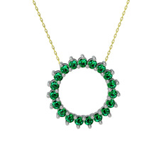 Gün Işığı Kolye - Yeşil kuvars 8 ayar beyaz altın kolye (40 cm gümüş rolo zincir) #xh1faf