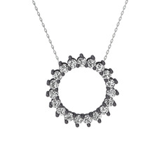 Swarovski 925 ayar siyah rodyum kaplama gümüş kolye (40 cm beyaz altın rolo zincir)