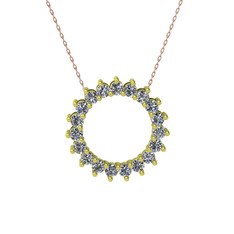 Gün Işığı Kolye - Pırlanta 8 ayar altın kolye (0.285 karat, 40 cm rose altın rolo zincir) #yvu1oz