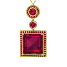 Rodolit garnet ve garnet 8 ayar altın kolye (40 cm altın rolo zincir)