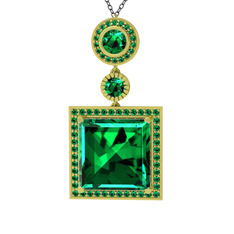 Toprak Kolye - Yeşil kuvars 925 ayar altın kaplama gümüş kolye (40 cm gümüş rolo zincir) #2s0fcg