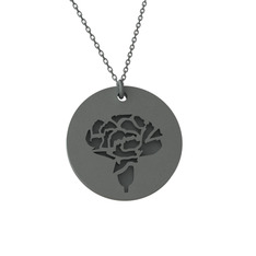 Karanfil Kolye - 925 ayar siyah rodyum kaplama gümüş kolye (40 cm gümüş rolo zincir) #18whiaa