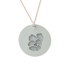 Menekşe Kolye - 18 ayar beyaz altın kolye (40 cm rose altın rolo zincir) #pwac8w