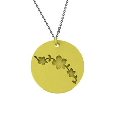 Kiraz Çiçeği Kolye - 18 ayar altın kolye (40 cm gümüş rolo zincir) #1f98z55
