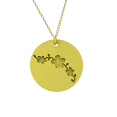 Kiraz Çiçeği Kolye - 925 ayar altın kaplama gümüş kolye (40 cm altın rolo zincir) #1ozd2db
