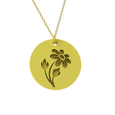 Doğum Çiçeği Papatya Kolye - 925 ayar altın kaplama gümüş kolye (40 cm gümüş rolo zincir) #115rtb3