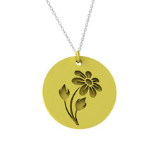 Doğum Çiçeği Papatya Kolye - 925 ayar altın kaplama gümüş kolye (40 cm beyaz altın rolo zincir) #11z6nv6