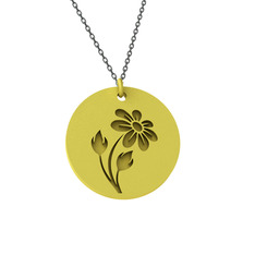 Doğum Çiçeği Papatya Kolye - 8 ayar altın kolye (40 cm gümüş rolo zincir) #163qjkb