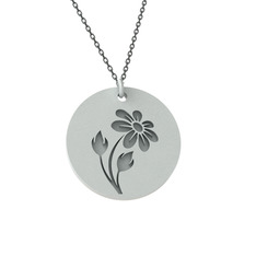 14 ayar beyaz altın kolye (40 cm gümüş rolo zincir)