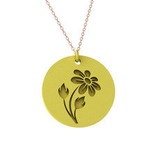 Doğum Çiçeği Papatya Kolye - 8 ayar altın kolye (40 cm rose altın rolo zincir) #18nz8k9