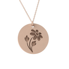 Doğum Çiçeği Papatya Kolye - 8 ayar rose altın kolye (40 cm rose altın rolo zincir) #bqz7wn