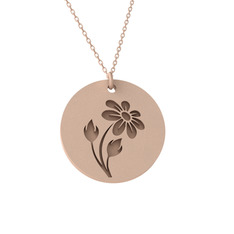 Doğum Çiçeği Papatya Kolye - 8 ayar rose altın kolye (40 cm gümüş rolo zincir) #gepgti