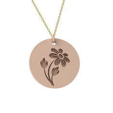 Doğum Çiçeği Papatya Kolye - 18 ayar rose altın kolye (40 cm altın rolo zincir) #le28u4