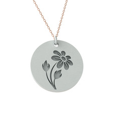 Doğum Çiçeği Papatya Kolye - 18 ayar beyaz altın kolye (40 cm gümüş rolo zincir) #m4foq1