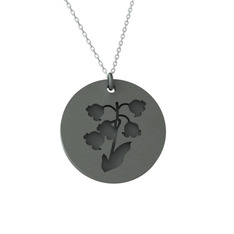 Doğum Çiçeği Zambak Kolye - 925 ayar siyah rodyum kaplama gümüş kolye (40 cm beyaz altın rolo zincir) #18pwxvk