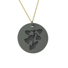 Doğum Çiçeği Zambak Kolye - 925 ayar siyah rodyum kaplama gümüş kolye (40 cm altın rolo zincir) #dr6y35