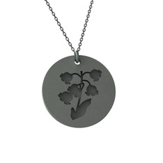 Doğum Çiçeği Zambak Kolye - 925 ayar siyah rodyum kaplama gümüş kolye (40 cm gümüş rolo zincir) #thrfup