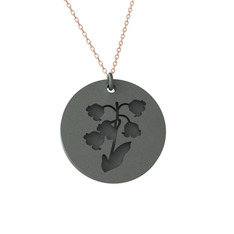 Doğum Çiçeği Zambak Kolye - 925 ayar siyah rodyum kaplama gümüş kolye (40 cm rose altın rolo zincir) #ua96ag