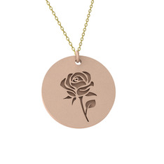Doğum Çiçeği Gül Kolye - 18 ayar rose altın kolye (40 cm altın rolo zincir) #10e9gg0
