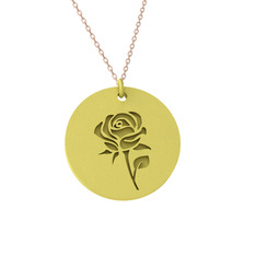 Doğum Çiçeği Gül Kolye - 18 ayar altın kolye (40 cm rose altın rolo zincir) #12xe8ld