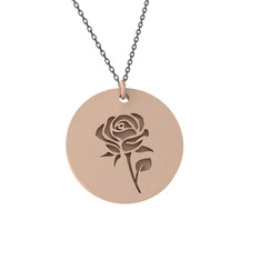 Doğum Çiçeği Gül Kolye - 18 ayar rose altın kolye (40 cm gümüş rolo zincir) #1mxev2a