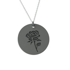 Doğum Çiçeği Gül Kolye - 925 ayar siyah rodyum kaplama gümüş kolye (40 cm beyaz altın rolo zincir) #1y70xzj