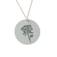 Doğum Çiçeği Gül Kolye - 8 ayar beyaz altın kolye (40 cm rose altın rolo zincir) #2h8x2k