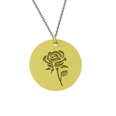 Doğum Çiçeği Gül Kolye - 18 ayar altın kolye (40 cm gümüş rolo zincir) #fmwxgd