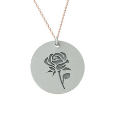 Doğum Çiçeği Gül Kolye - 925 ayar gümüş kolye (40 cm rose altın rolo zincir) #gndzgi