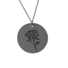 Doğum Çiçeği Gül Kolye - 925 ayar siyah rodyum kaplama gümüş kolye (40 cm gümüş rolo zincir) #y8hfzq