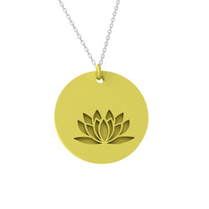 Doğum Çiçeği Lotus Kolye - 14 ayar altın kolye (40 cm gümüş rolo zincir) #11bvmn0