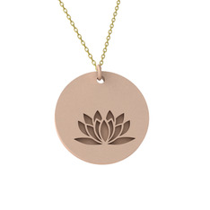 Doğum Çiçeği Lotus Kolye - 14 ayar rose altın kolye (40 cm altın rolo zincir) #14340kj