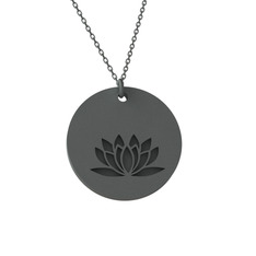 Doğum Çiçeği Lotus Kolye - 925 ayar siyah rodyum kaplama gümüş kolye (40 cm gümüş rolo zincir) #1abbmx7