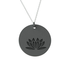 Doğum Çiçeği Lotus Kolye - 925 ayar siyah rodyum kaplama gümüş kolye (40 cm beyaz altın rolo zincir) #1c8u4hf