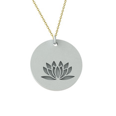 Doğum Çiçeği Lotus Kolye - 14 ayar beyaz altın kolye (40 cm altın rolo zincir) #1khv7af