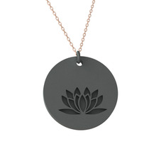 Doğum Çiçeği Lotus Kolye - 925 ayar siyah rodyum kaplama gümüş kolye (40 cm gümüş rolo zincir) #1m8vhp9