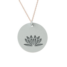 Doğum Çiçeği Lotus Kolye - 18 ayar beyaz altın kolye (40 cm gümüş rolo zincir) #1rmd612