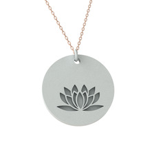 Doğum Çiçeği Lotus Kolye - 14 ayar beyaz altın kolye (40 cm rose altın rolo zincir) #afcdjf