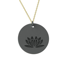 Doğum Çiçeği Lotus Kolye - 925 ayar siyah rodyum kaplama gümüş kolye (40 cm altın rolo zincir) #h0zhk2